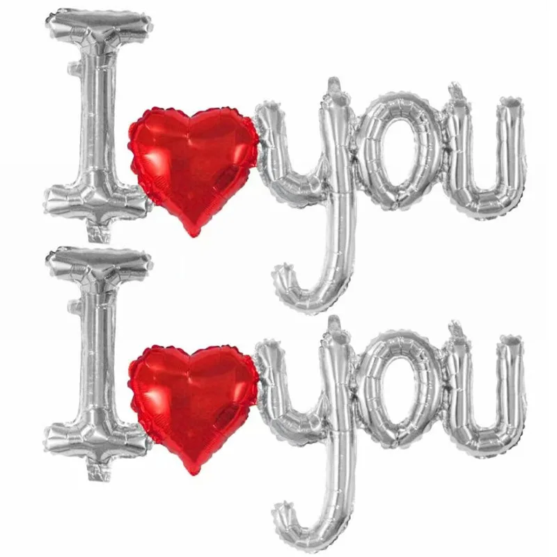 

Wholesale One Piece ILOVEYOU Letter Shape Balloons wedding room decoration balloon Valentine's Day Decorative Foil Balloons