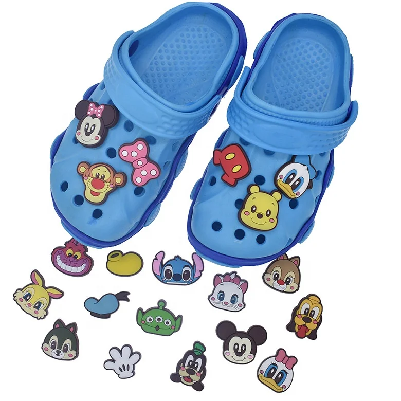 

Supply High Quality cartoon mickey hole stock plastic shoe buckle PVC custom charms for clog kids party gift, As picture