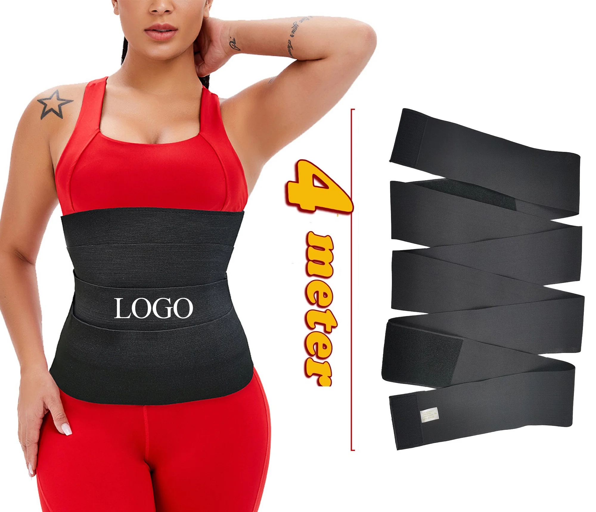 

Wholesale Women Body Shaper Slim Belt Tummy Control Shapewear Women's Shapers Sweat Neoprene Waist Trainer 3 meter Ace bandage, Black