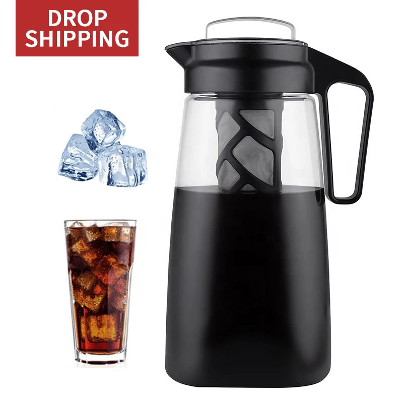 

BPA Free Tritan Plastic Cold Brew Coffee Maker Portable Coffee Carafe with Airtight Lid Easy To Clean Reusable Mesh Filter, Transparent/customized color