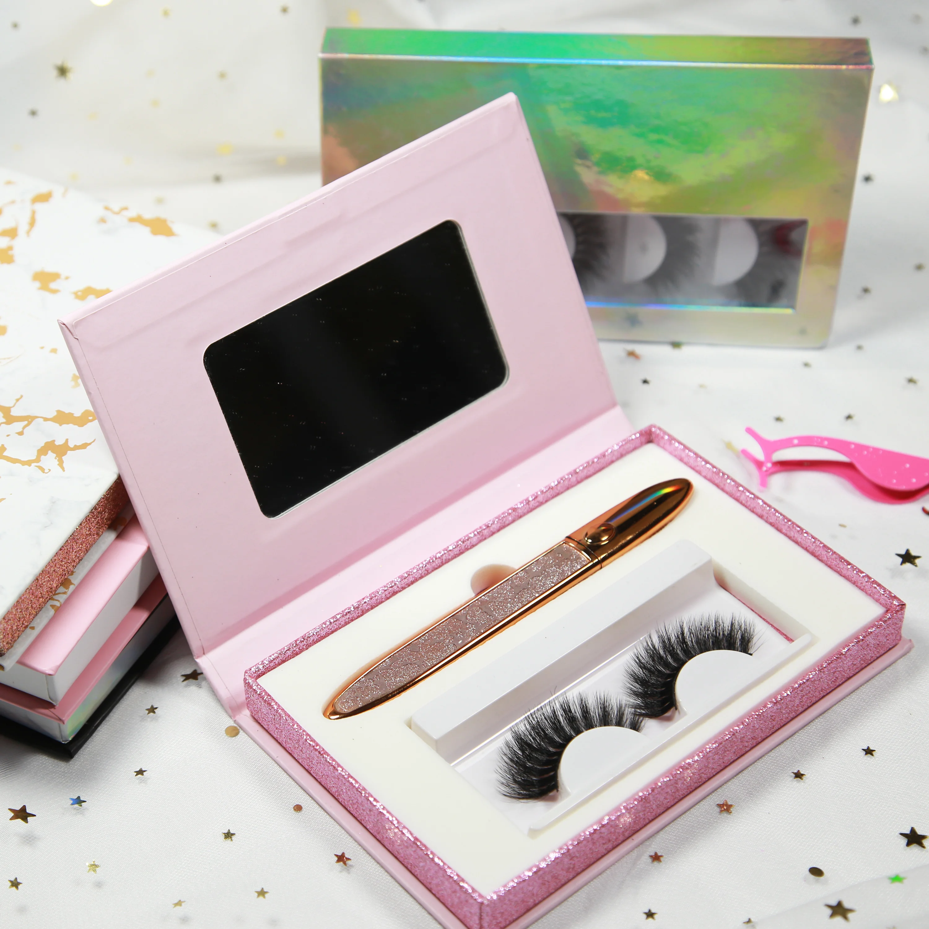 

3d Silk Eyelashes Wholesale Natural Cruelty Free Faux Mink Full Strip Lashes 100% Hand Made custom lashbox