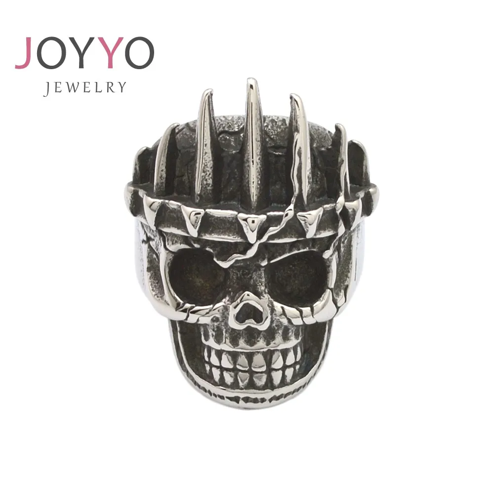 

Custom Vintage Mens Punk personality stainless steel Skull Crown Ring