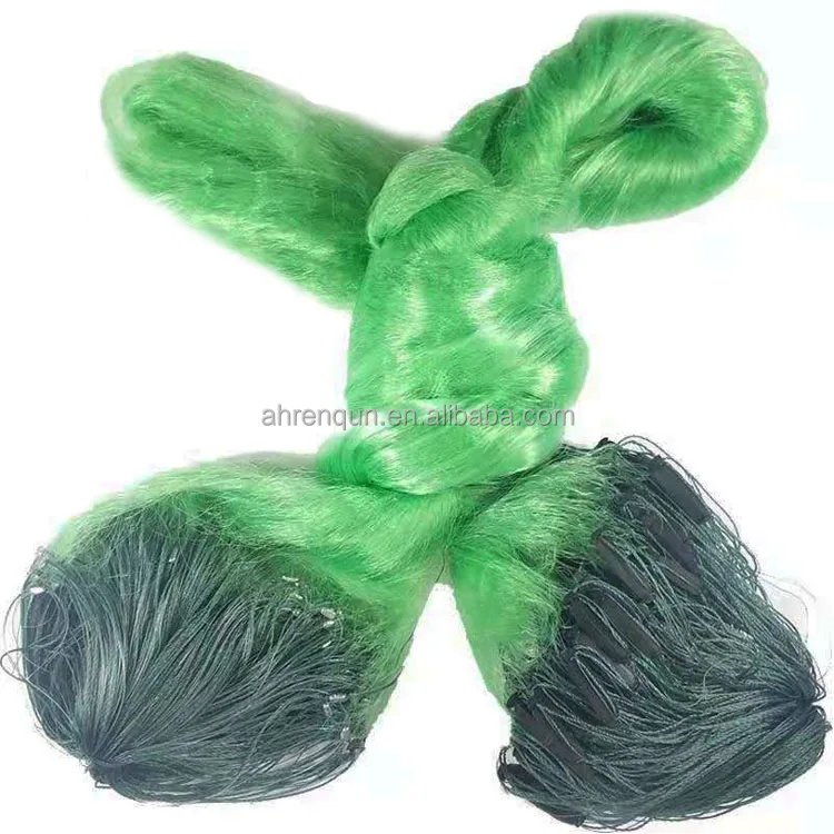 

factory price high quality green fish netting 3 layers nylon gill fishing net