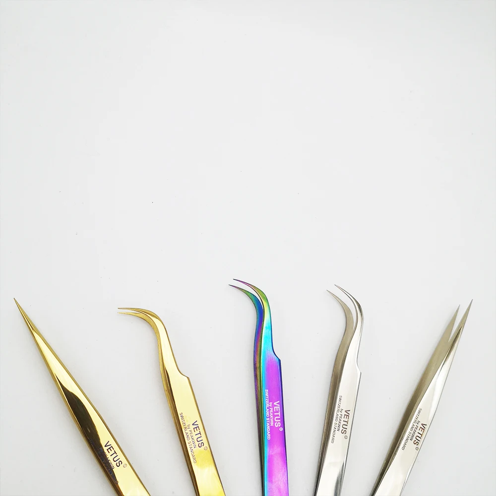 美赛尔玫瑰金批发定制标志定制睫毛延伸镊子自有品牌睫毛镊子睫毛延伸