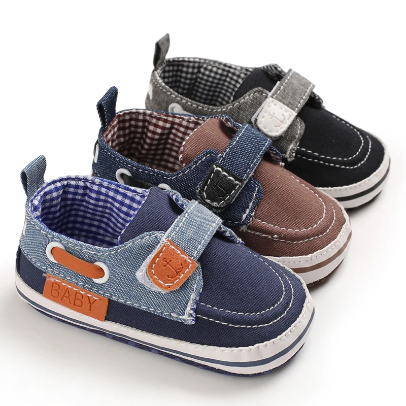 

New arrived canvas denim Casual comfortable prewalk Toddler newborn Baby shoes for boy, 3 colors