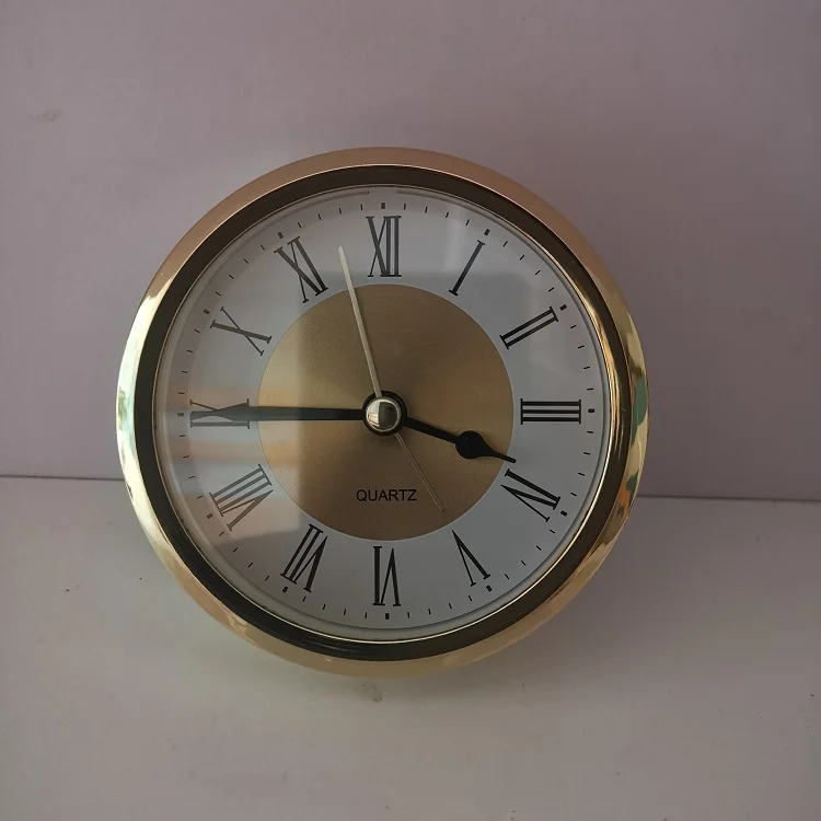 

D89mm round shaped quartz alarm sweep clock insert, Gold silver