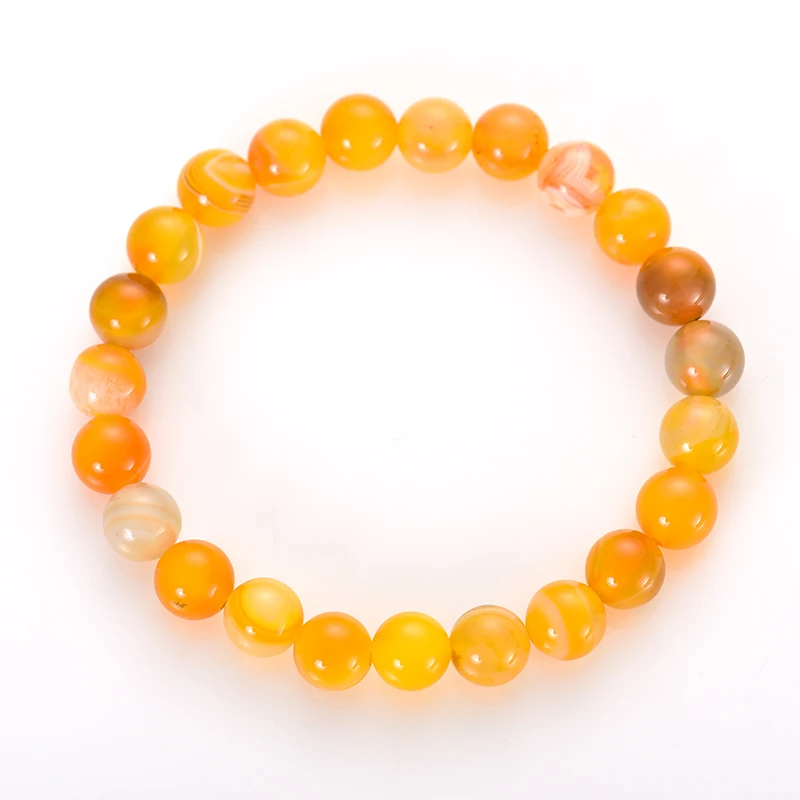 

8mm Natural orange lace agate Gemstone Bangles Healing stone Beads Bracelets for Women Jewelry pulsera mujeres, As pictures
