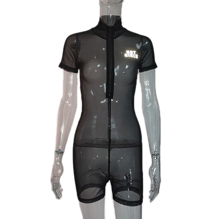 New sexy transparent bodysuit women female womens bodycon fishnet custom women corset lace mesh sexy transparent bodysuit