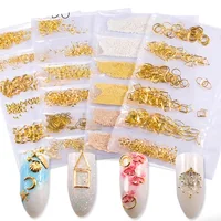 

Mixed 3D DIY Hollow Metal Frame Nail Art Decorations Gold Rivet Stickers for Manicure Accessories Summer Shell Slider Nail Studs