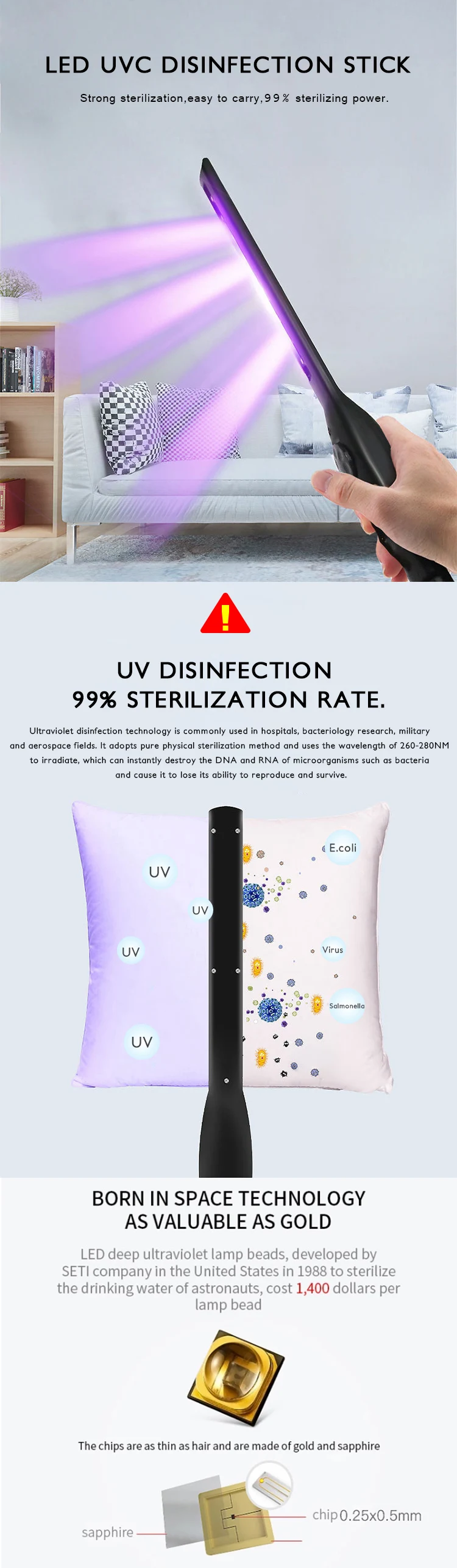 Portable Mini Rechargeable Sanitizer Ultraviolet Disinfection Hand Held UV Sterilizer