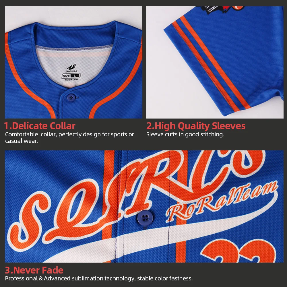 
Fast delivery Custom Printing Baseball Plain Shirts Blue Baseball Jersey Outfit Mens Sublimation Cheap Price Baseball jersey 