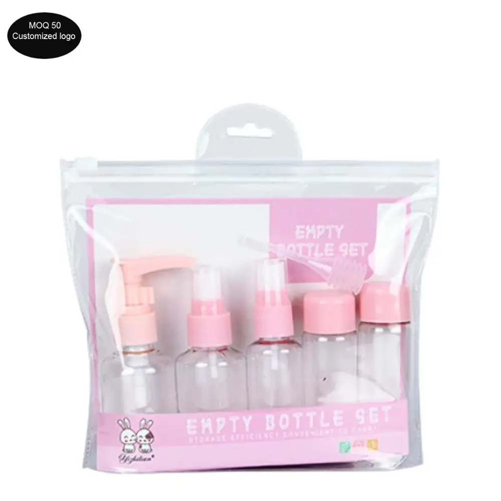 

free shipping hot sell Portable Spray Refillable Bottles Kit Plastic Face Cream Lotion Makeup Container Home Travel set