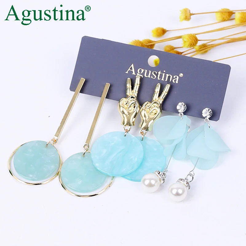 

Agustina 2020 new fashion hot selling jewelry classic acrylic set earrings, Colorful