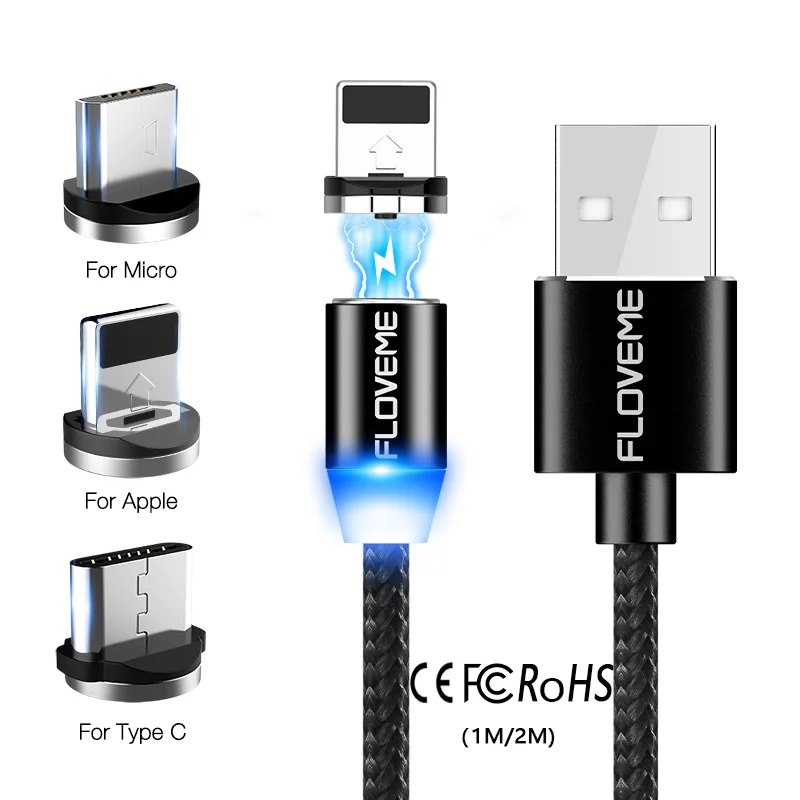 

Free Shipping 1 Sample OK CE FCC ROHS 3 in 1 USB Magnet Cable for iPhone/USB/Type C FLOVEME 1m Magnet Phone Cable 3in1 Cable