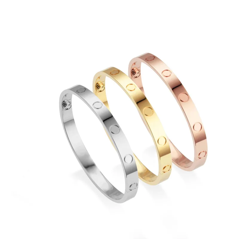 

2021 New Arrival Bangle Quality Stainless Steel Love Famous Bangles Bracelet Women Jewelry Gift Wholesale Tennis Screw Bracelet, Silver/gold/rose gold