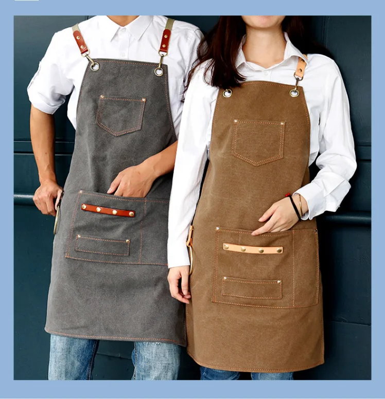 

SunYue Thicken Florist Canvas Aprons For Baristas With Pockets, Can be customized