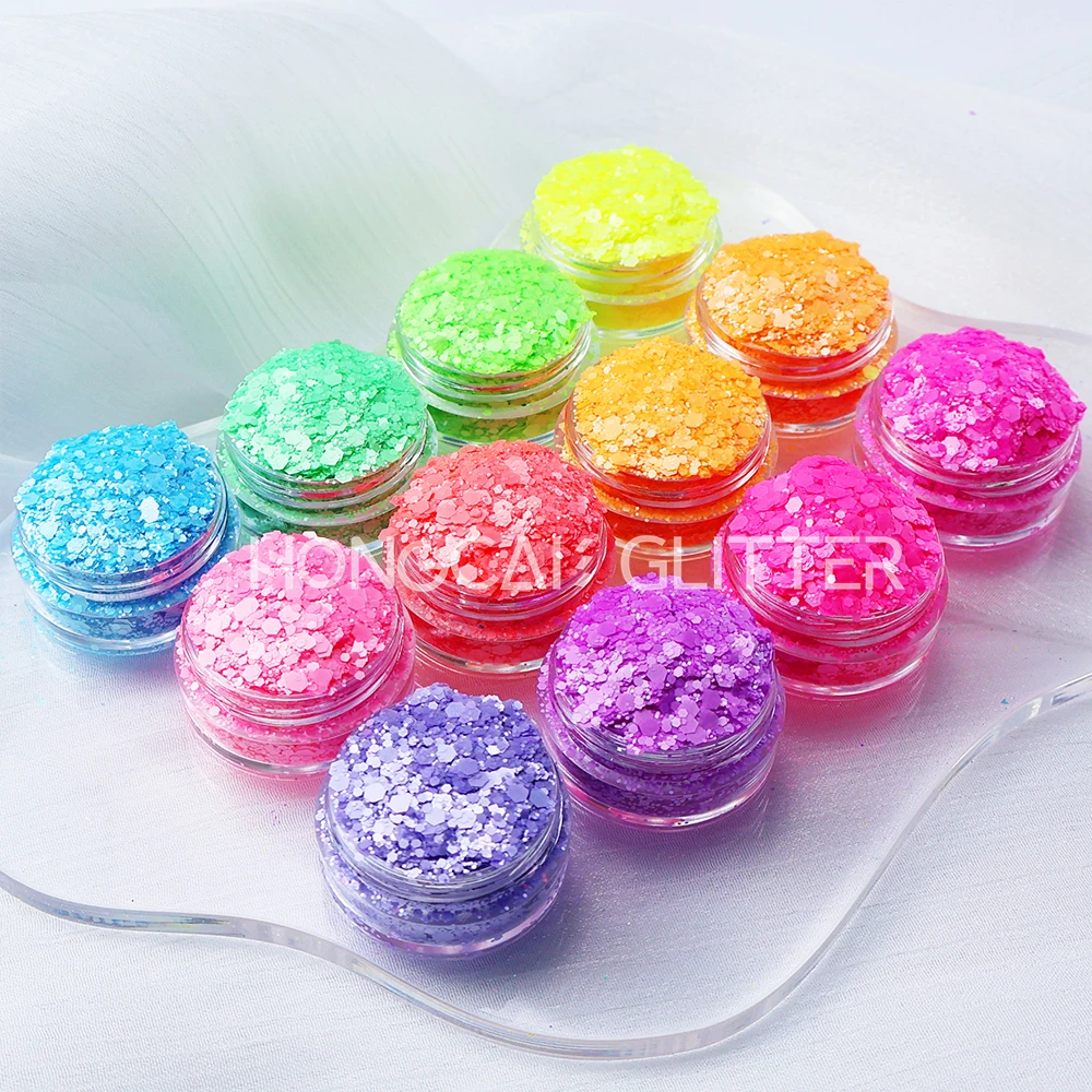 Diamond Fluorescent Polyester Glitter Bulk Chunky Mix Wholesale Neon Glitter for Nails Design Christmas Decorations