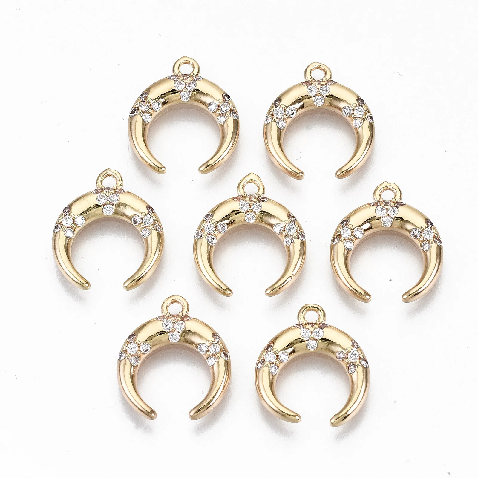 

Pandahall Light Gold Moon Clear Brass Micro Pave Cubic Zircon Charms