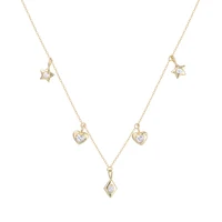 

Popular Choker 925 sterling silver jewelry zircon tiny heart star square pendant necklace 18K gold plated