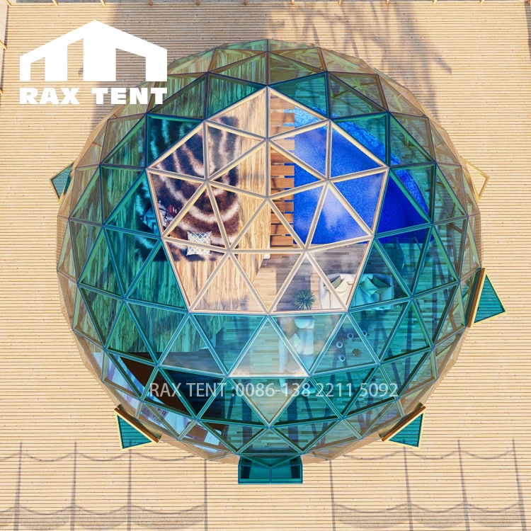 

RAX TENT 10M 12M Geodesic Dome for Luxury Glamping Hotel Tent with Green Tempered Glass at Factory Price, Green and can be customized
