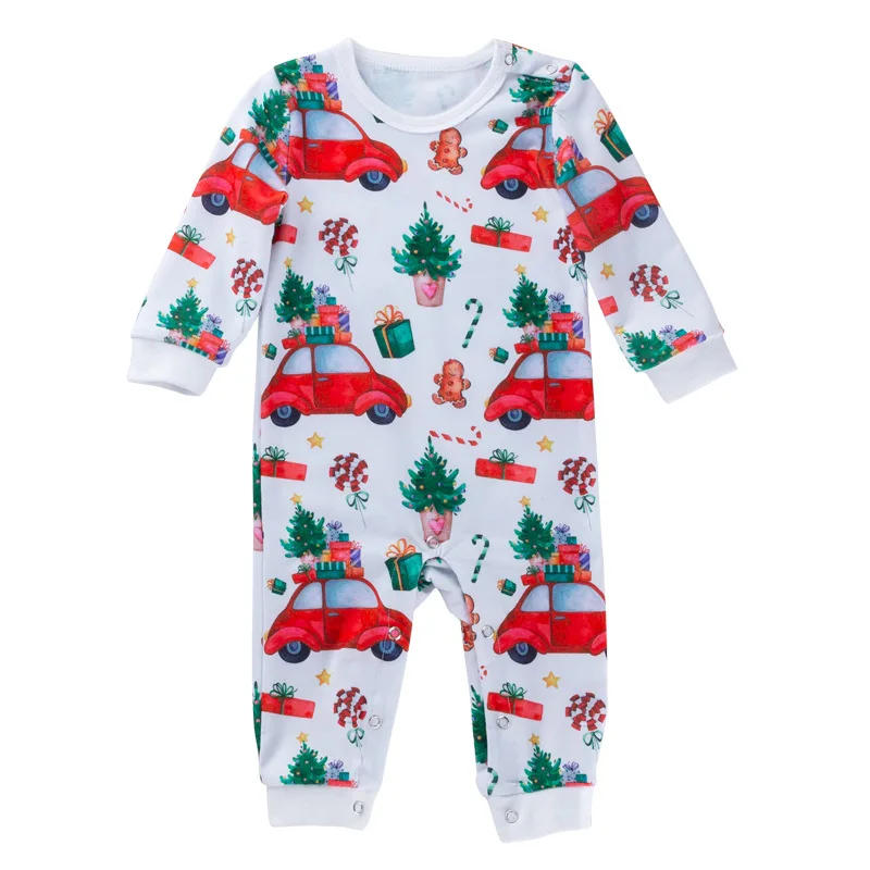 

2020 Christmas print long sleeve newborn baby boutique clothing infant winter rompers, As picture show