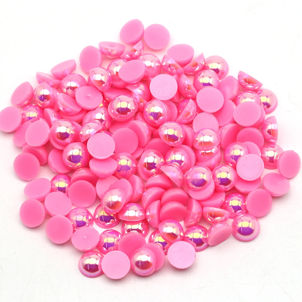 

1.5mm-16mm Peach Ab Colors Abs Half Cut Pearls Flatback Loose Plastic Half Round Pearls For Necklace Diy