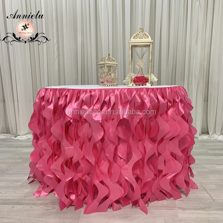 Hot pink curly willow table skirt for wedding events decoration
