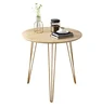 Steel Patio Coffee Table Weather Resistant Outdoor Side Small Round End Table Golden