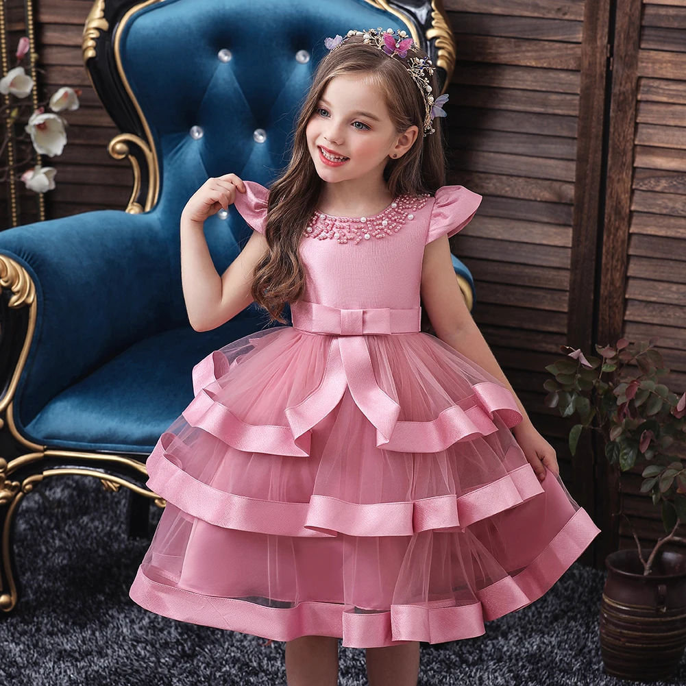 

Baihui kid clothes5 6 7 8 years old girl models beaded dresses prom event frock beautiful festival party flower girl dress, Pink,green,blue,yellow,red