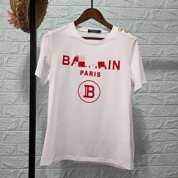 

Bal for spring/Summer 2020 Female With flocking letters cotton short-sleeve T-shirt for couples