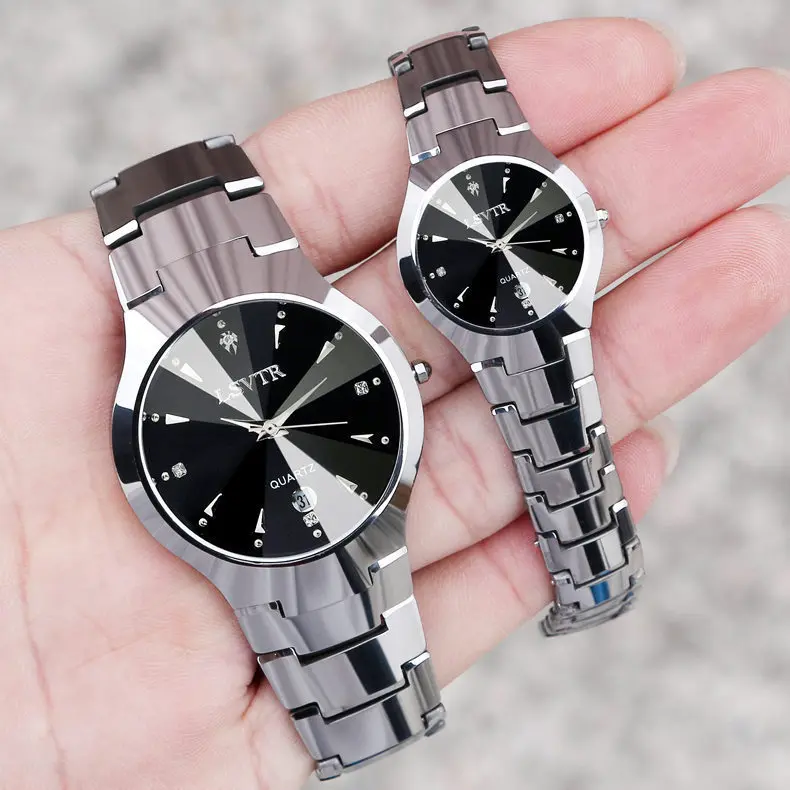 

Fashion Simple Dial Women Casual Watches Alloy Metal Bracelet Dress Crystal Design Men Quartz Watches For couple watches