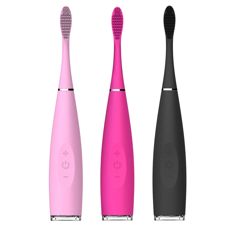 

Electric Silicone Toothbrush USB Rechargeable Electric Sonic Vibration Toothbrush Teeth Cleaning for Adult Home Use, Pink,black,red