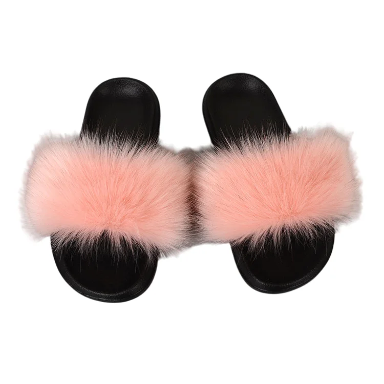 

2021 Summer New Furry Slippers Sandals Cute Sexy Flat Women's Shoes