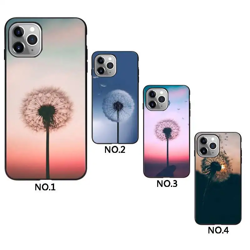 

Beautiful dandelion tpu phone cover for iphone 12, Black