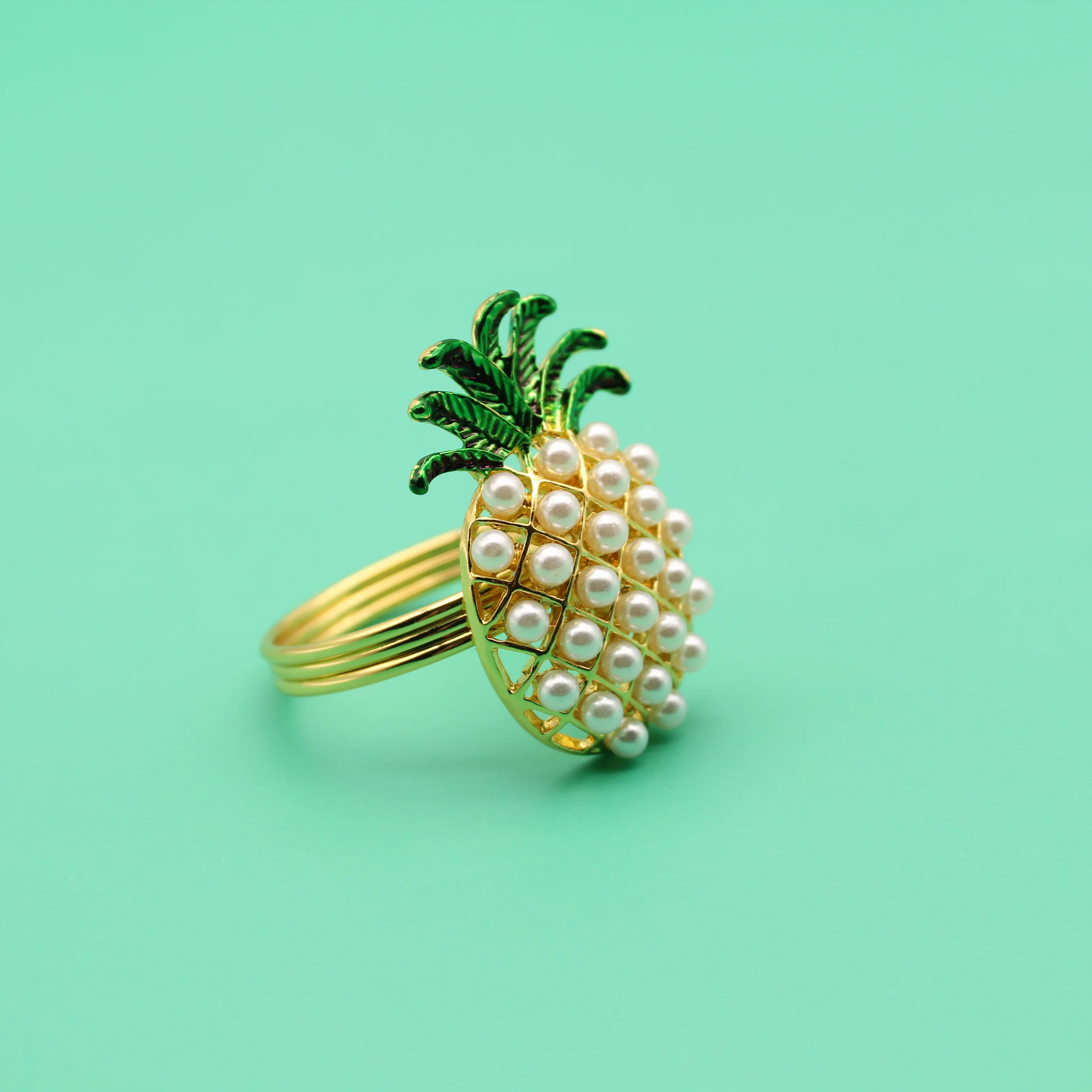 

Jachon unique fashion pineapple napkin buckles alloy creative napkin ring hotel table decoration, As picture