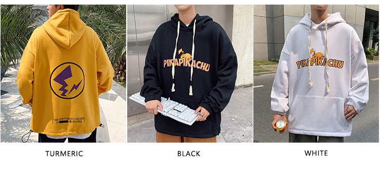 Men Fashion Streetwear Sweatshirts Hoodies Oversized Black Printing