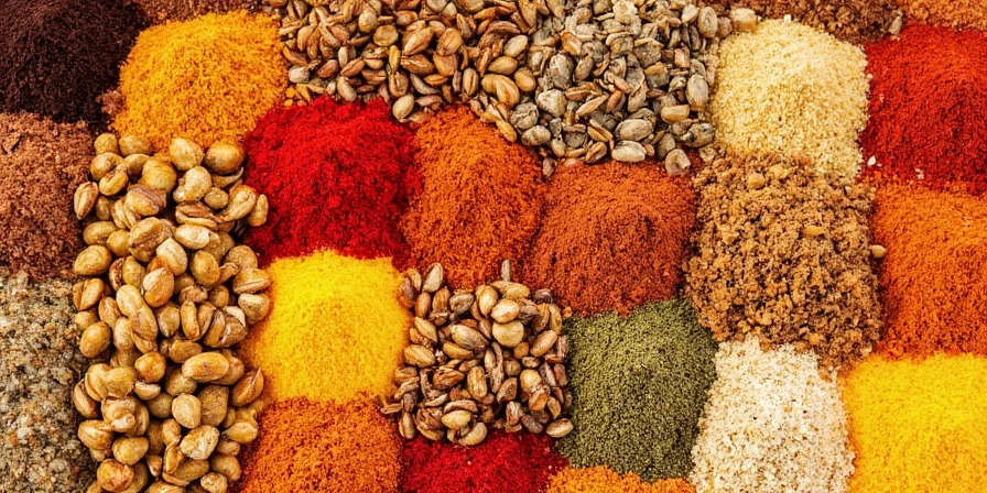 A vibrant mix of curry spices