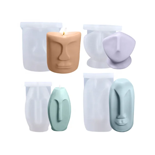 

DLW008 DIY Manual Human Faces Mould Gypsum Simple Face Aromatherapy Silicone Candle Molds For Craft Resin, Transparent