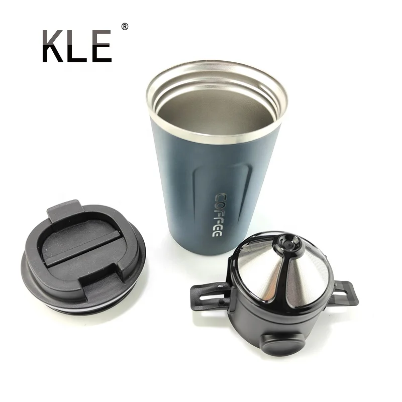 

KLE Insulated Coffee Travel Mug 18oz Vacuum Stainless Steel Double Wall Thermoses Mug Cup Leak-Proof Wine Tea Tumbler with Lid, Customized colors acceptable