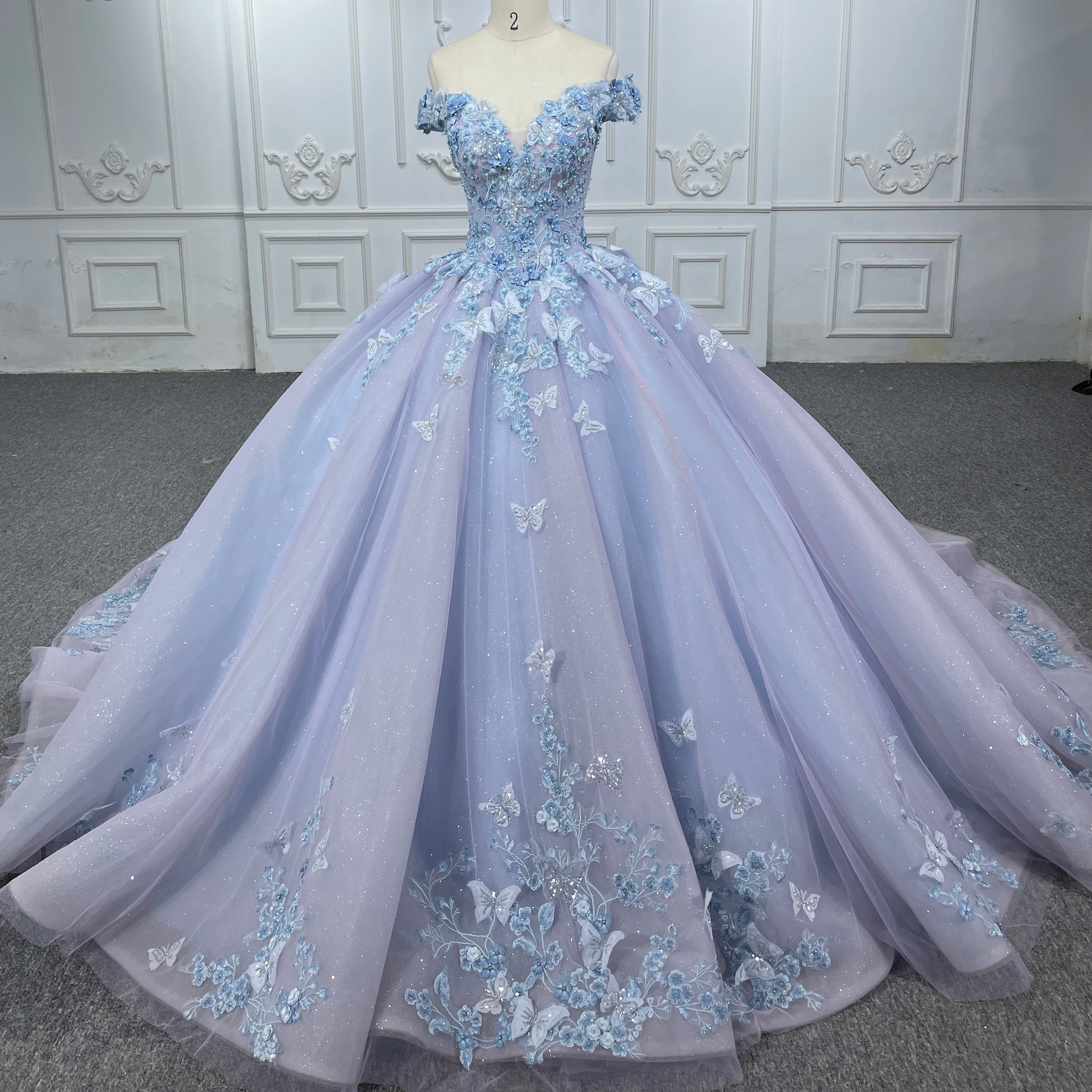 

Jancember 6530 Elegant Blue Off The Shoulder Ball Gown Quinceanera Evening Dresses