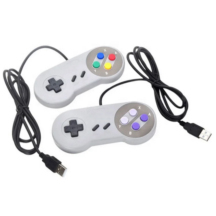 

Retro USB Controller Retro Super Gamepad For Nintendo SNES PC and MAC System Handle, Grey/colorful