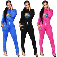 

Fall Winter Autumn Sweatshirt Set Women Clothes Two PC Sets Lips Printed Fahion Comfortable Sweat Suit Joggers Set RS00085