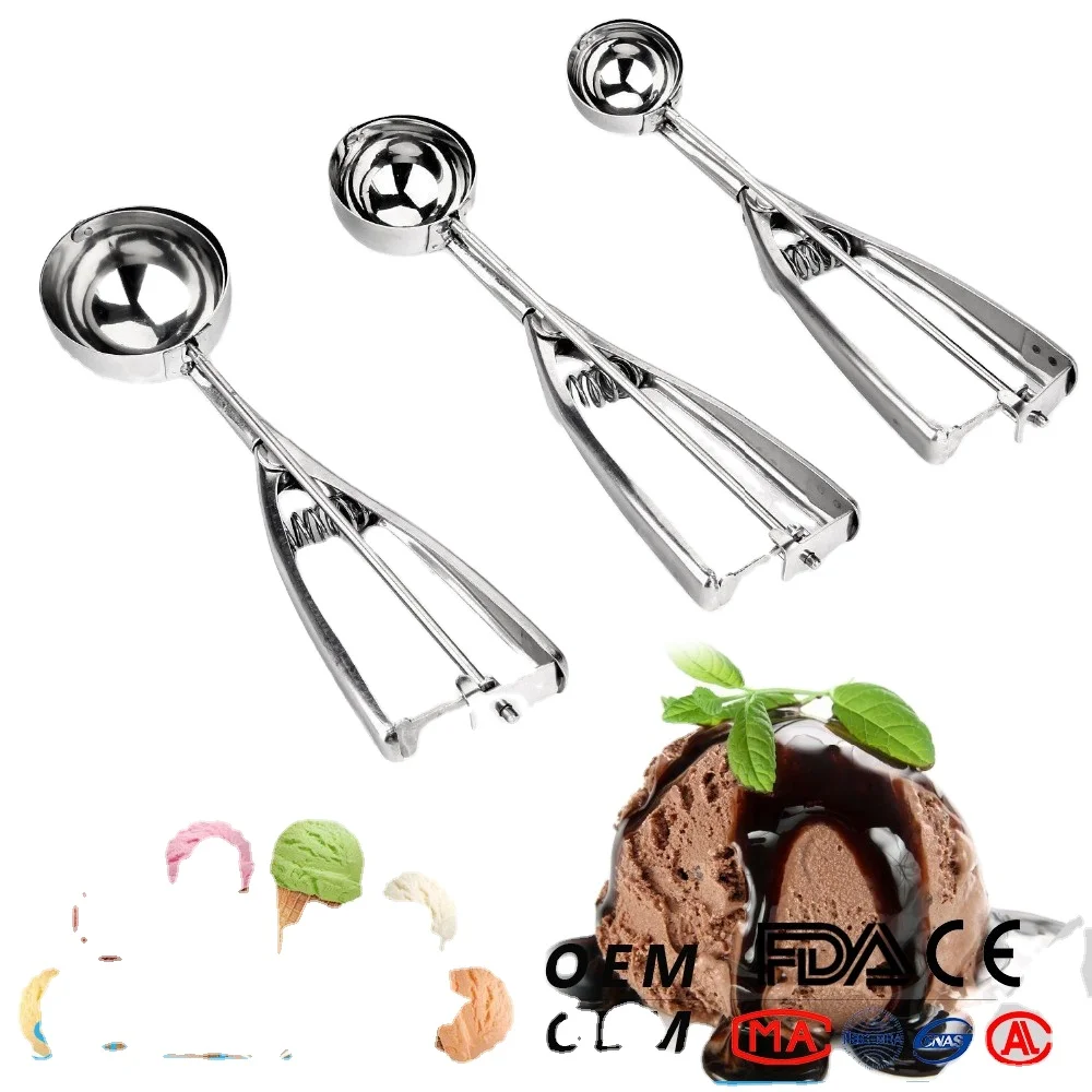 

Home DIY Stainless Steel Ice Cream Scoop Cookie Dough Metal Cupcake spoons, Silver