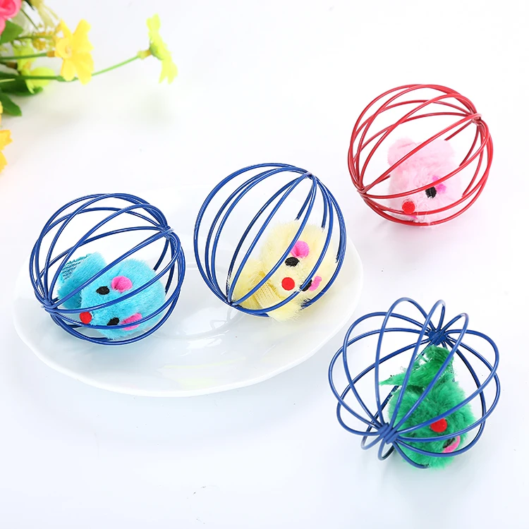 

False Mouse In Rat Cage Interactive Pet Toy Ball For S Assorted Opp Bag Stocked 10pcs 16g