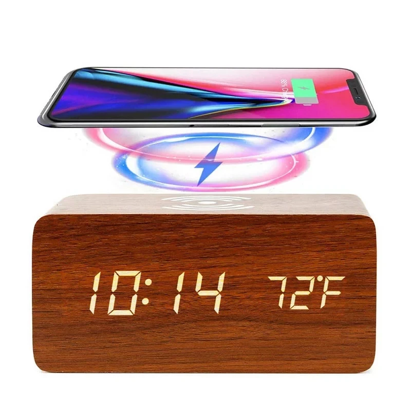 

2021 New Digital Control New Trend Gift Simple Display 7 Inch Led Digital Day Alarm Clock Wireless Charger Clock
