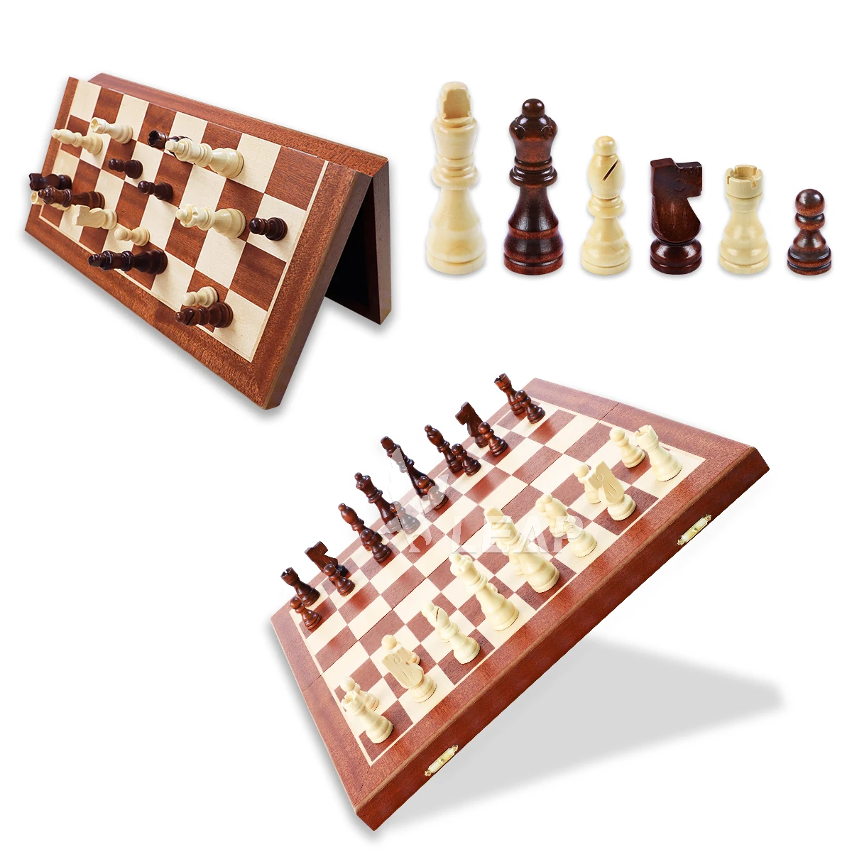 

Sapele Pine magnetic Wooden Foldable travel chess set 38cm 15inch tournament chess sets 3 inch luxury wooden set pieces