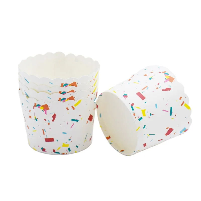 

50pcs/pack Muffin Baking Paper Cups Disposable Oil-proof Dessert Paper Tray Small Muffin Cake Cups Various Patterns