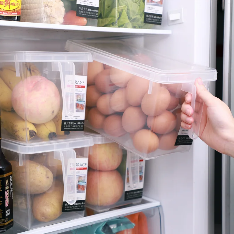 

2021 Drawer transparent rectangular crisper household refrigerator storage containers Fruits egg Stackable food storage box