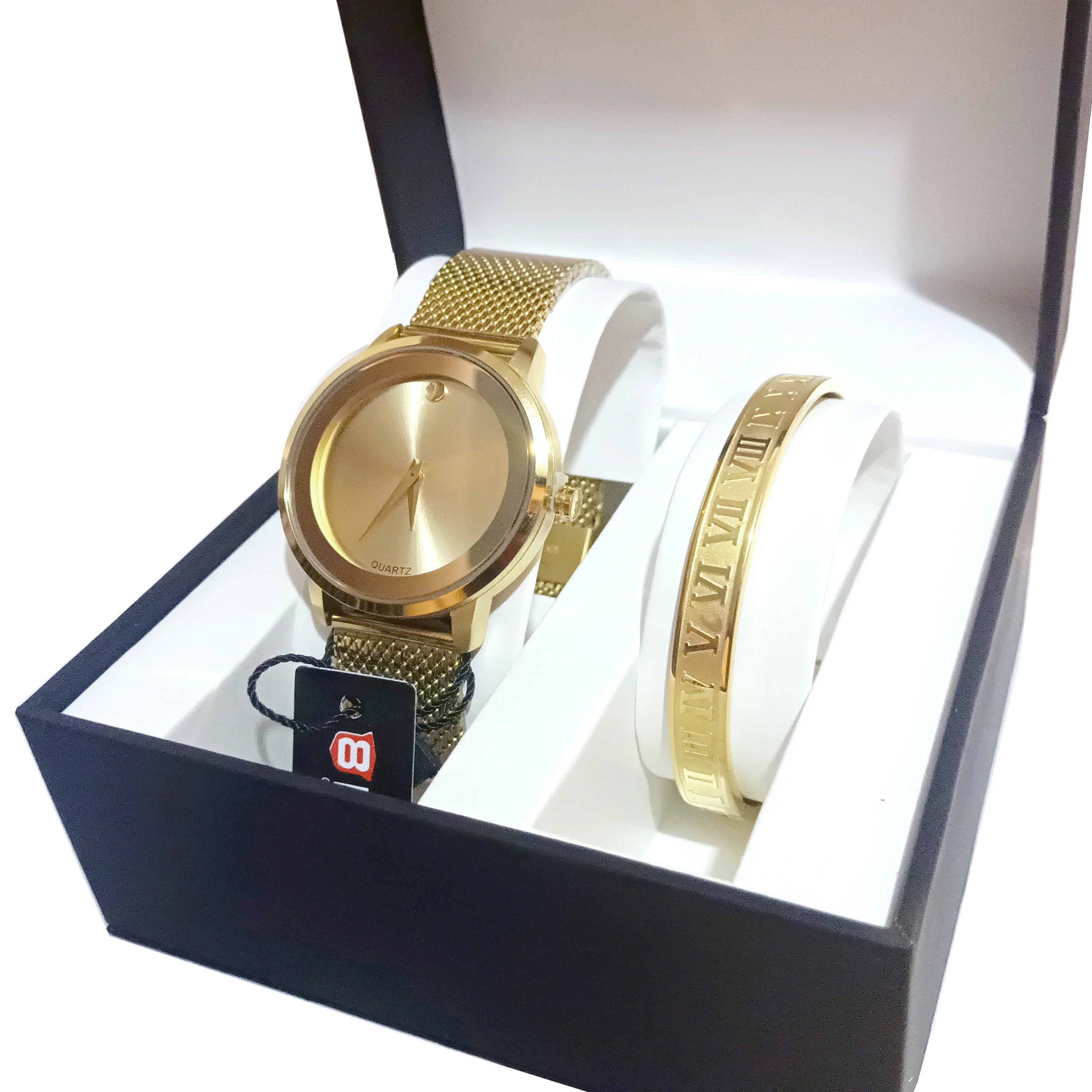 

Sailing Jewelry Business Mens Women Couple Stainless Steel Roman Bangle Waterproof Watch Japanese Movement Quartz Watch Set