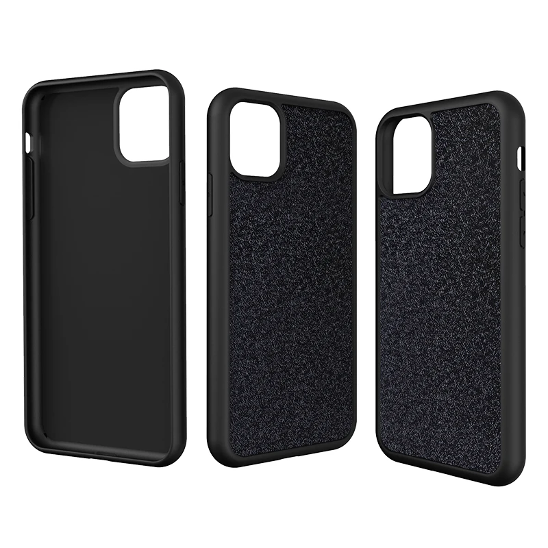 

Soft TPU edge hard PC back Groove Blank case for iphone 11 pro Custom inlay leather case for iPhone 11 Max phone cover